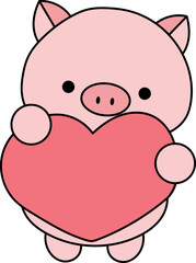 Loving piglet illustration