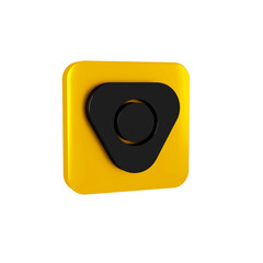 Black Sewing chalk icon isolated on transparent background. Yellow square button.