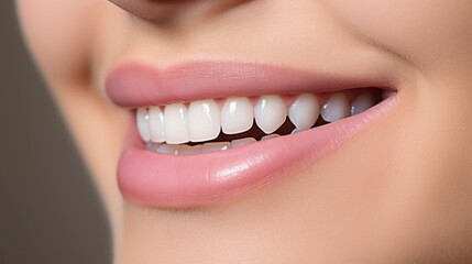 Obraz premium Close-up of a radiant smile with immaculate teeth, emphasizing the importance of oral care and dental hygiene.