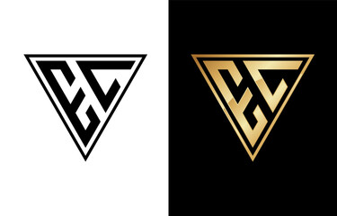 Triangle Letter EC Logo Design