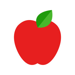 red apple with green leaf icon vector design