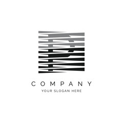 Letter P logo, abstract modern square design suitable for web and company zigzag cutout style