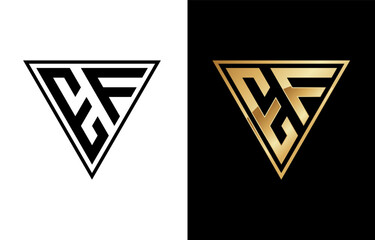 Triangle Letter E and F Logo Design