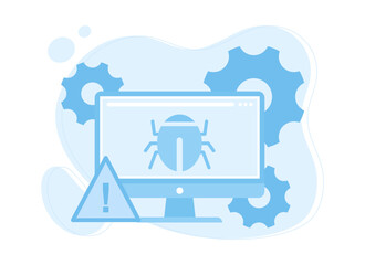 computer malware virus attack concept flat illustration