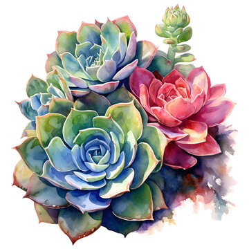 watercolor illustration  sukulent for design postcard