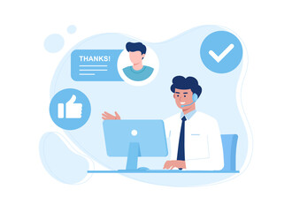 call center and technical support for customers, online consultation concept flat illustration