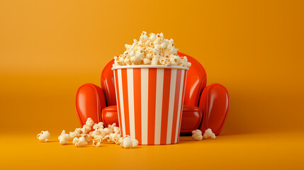 popcorn and sofa in the yellow room