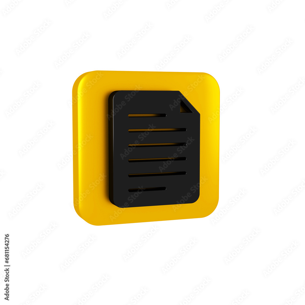 Poster black file document icon isolated on transparent background. checklist icon. business concept. yello