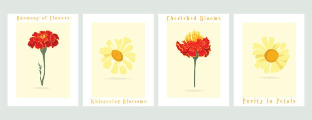 Vector minimalistic cards with plant parts