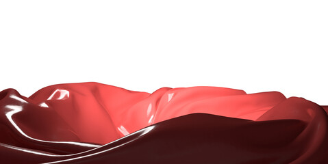 3d render of abstract red cloth falling.