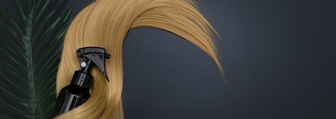 Hairdresser service, hair strength, haircut, hairstyle. Concept hairdresser spa salon. Blond shiny...