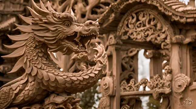 Wooden Dragon, the symbol of the year 2024 generated AI