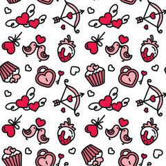 San Valentine's Day. Love. Celebration. Seamless pattern for fabric, wrapping, textile, wallpaper, apparel. Vector.
