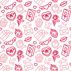 San Valentine's Day. Love. Celebration. Seamless pattern for fabric, wrapping, textile, wallpaper, apparel. Vector.