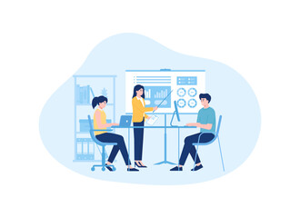 people are discussing in the company concept flat illustration