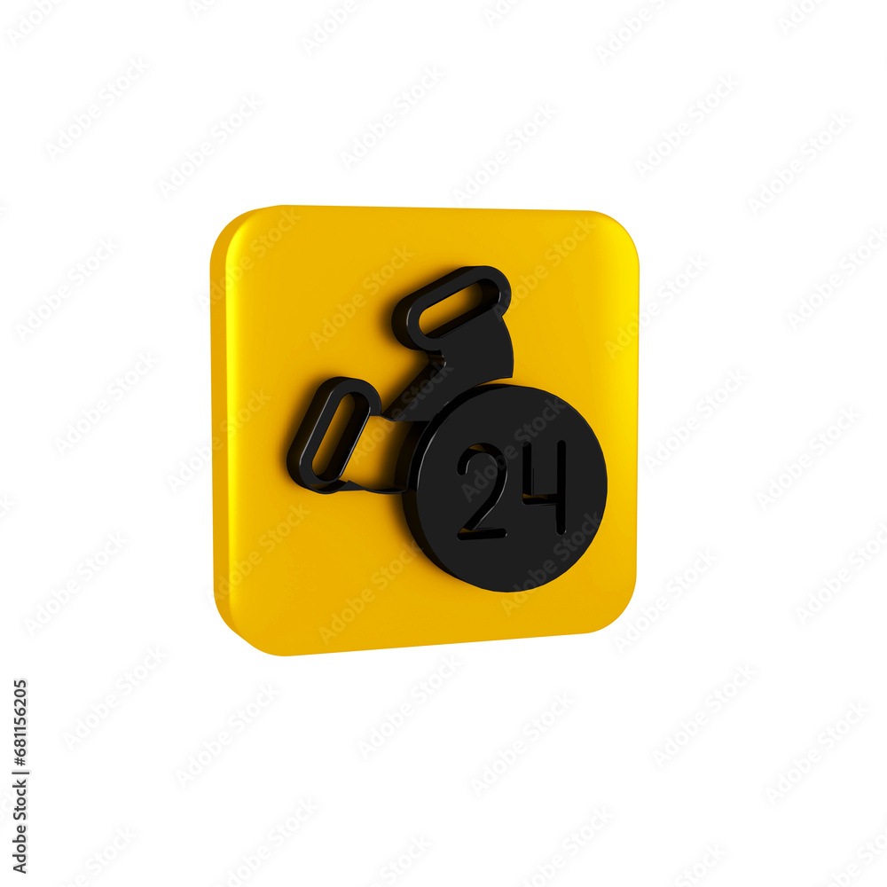 Poster black telephone 24 hours support icon isolated on transparent background. all-day customer support c
