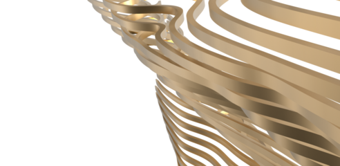 Flying gold cloth isolated on white background 3D render