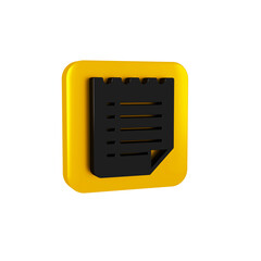 Black Wish list template icon isolated on transparent background. Yellow square button.