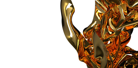 Glamorous Draping: Abstract 3D Gold Cloth Illustration for Alluring Designs