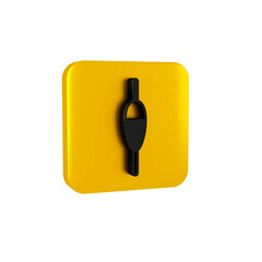 Black Fishing float icon isolated on transparent background. Fishing tackle. Yellow square button.