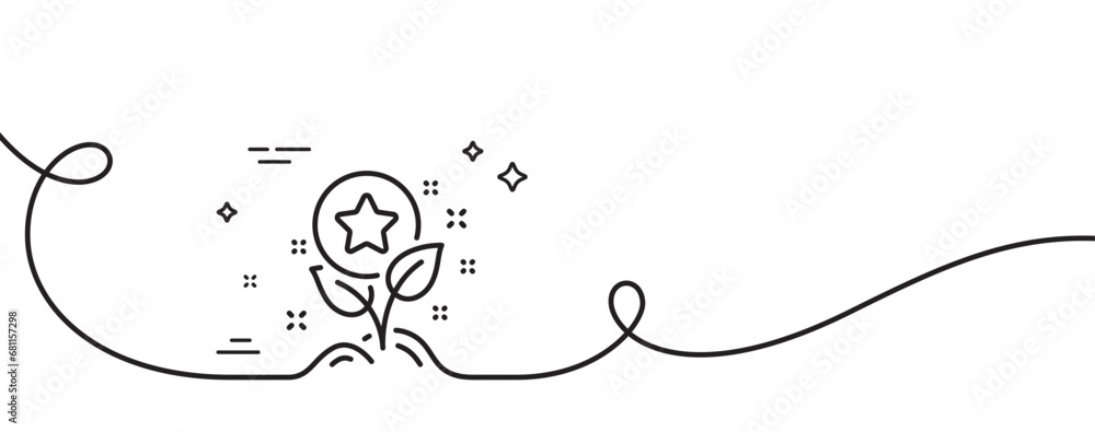 Poster loyalty points line icon. continuous one line with curl. bonus grows. discount program symbol. loyal