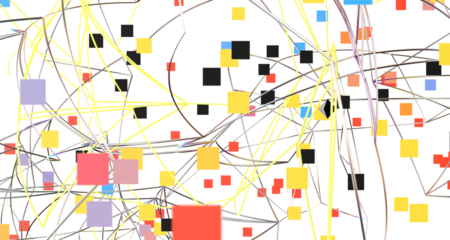 Futuristic geometric double data flow background with connecting dots and lines. Abstract digital