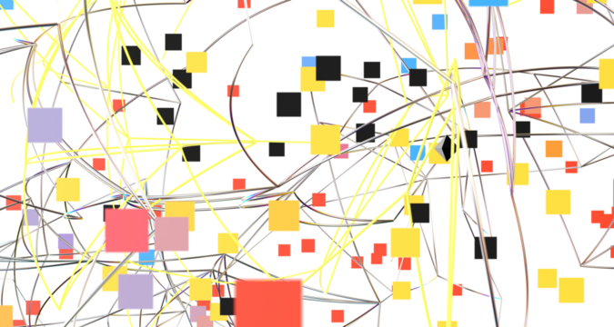 Futuristic geometric double data flow background with connecting dots and lines. Abstract digital