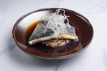 Baked Dorado fillet with risotto