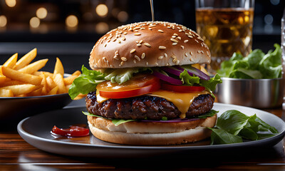 Burger and beer. Generative AI