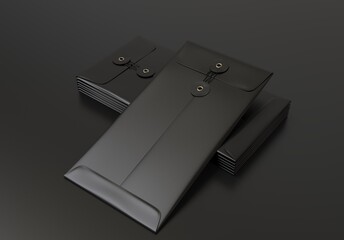 Blank white realistic square straight flap envelopes mock up. 3d illustration.