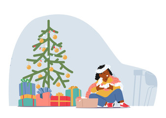 Joyful Kid Play With Tinsel. Child Adorns A Sparkling Christmas Tree With Colorful Ornaments, Spreading Holiday Cheer