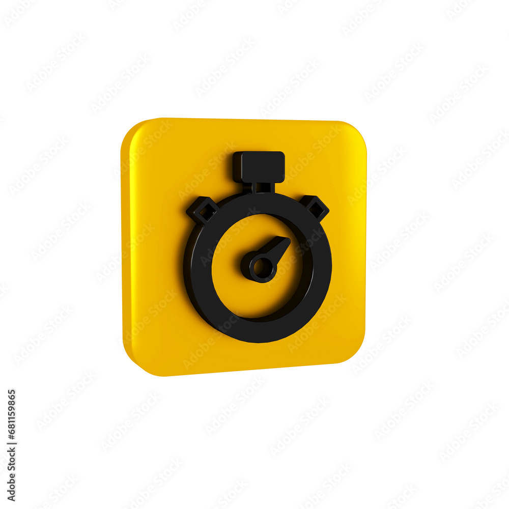 Poster black stopwatch icon isolated on transparent background. time timer sign. chronometer sign. yellow s