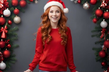 Christmas Ginger Girl Smiling Happy Excited