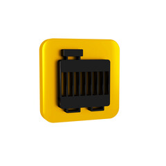 Black Car radiator cooling system icon isolated on transparent background. Yellow square button.