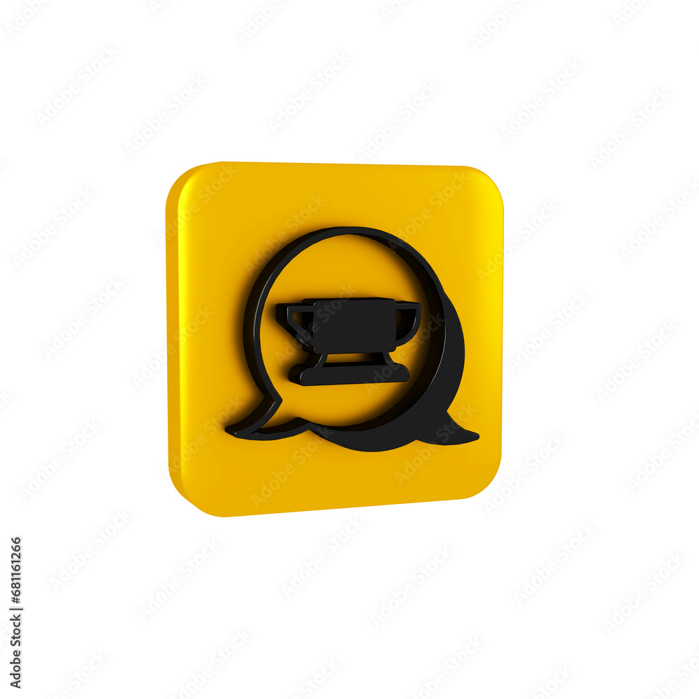 Poster black blacksmith anvil tool icon isolated on transparent background. metal forging. forge tool. yell