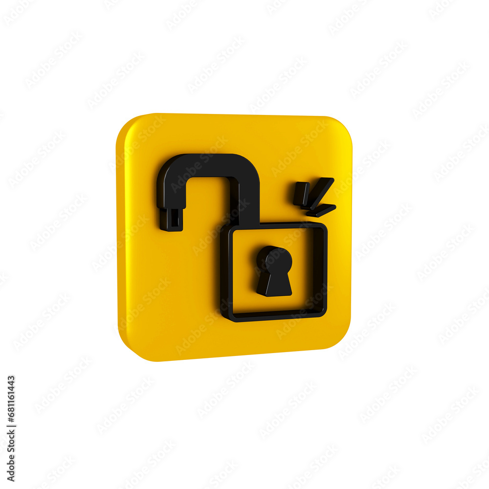 Poster black open padlock icon isolated on transparent background. opened lock sign. cyber security concept