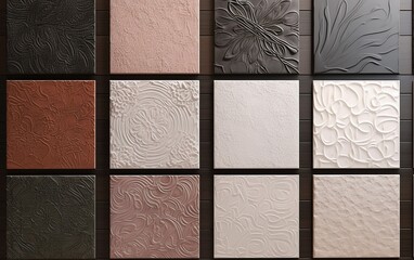 Elegant array of textured tiles for stylish wall decoration