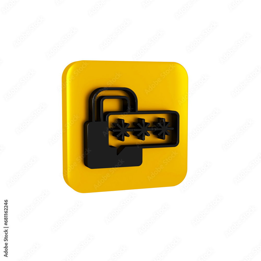 Poster black cyber security icon isolated on transparent background. closed padlock on digital circuit boar