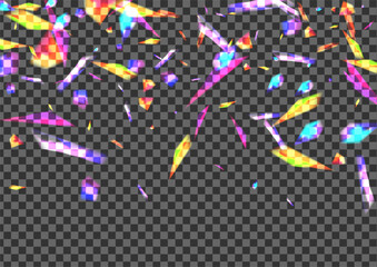 Blue Spot Background Transparent Vector. Spark Falling Illustration. Shine Clean Card. Multicolored Celebration. Glare Illuminated Texture.