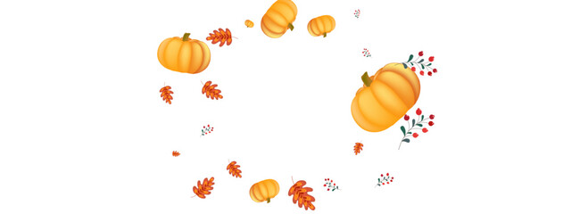 Yellow Vegetable Background White Vector. Plant Harvest. Gold Holiday Border. Invitation Set. Green Leaves Fall Illustration.