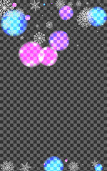 Black Snowflake Background Transparent Vector. Flakes Defocused Illustration. White Sparkle. Pink Snowfall Poster. Glitz Design.