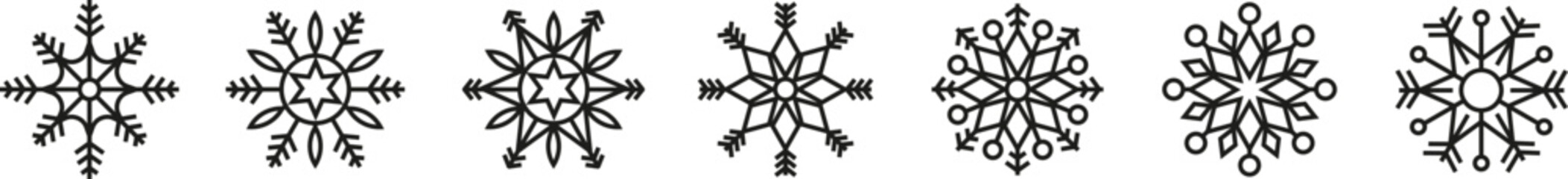 Collection of snowflakes. Snowflake shapes. Vector illustration