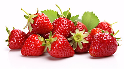 Obraz premium Vibrant, scarlet and delicious strawberries isolated on a pallid canvas.