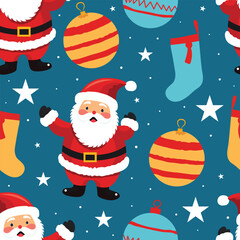 Dress up your designs with our Santa themed vector pattern. Cheerful Christmas elements for a festive touch. Perfect for holiday projects and joyous creations.