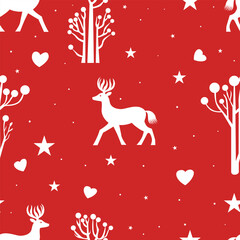 Elevate your designs with our enchanting vector pattern featuring graceful deers and snowy motifs. Capture the magic of winter in every creation.