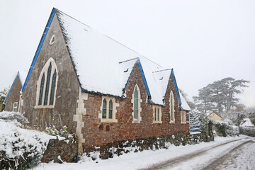 United reform church in Kingskerwell, Devon in the snow
