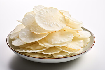 Crunchy morsels isolated against a pallid surface, comestible concept.