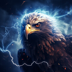 thunder eagle, lightning eagle. Generative AI.