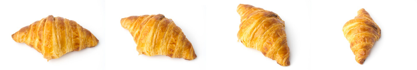 Closeup of croissant, isolated on white background.