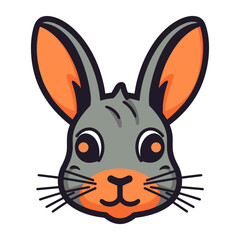 Rabbit face. Cartoon illustration of a rabbit face in flat design